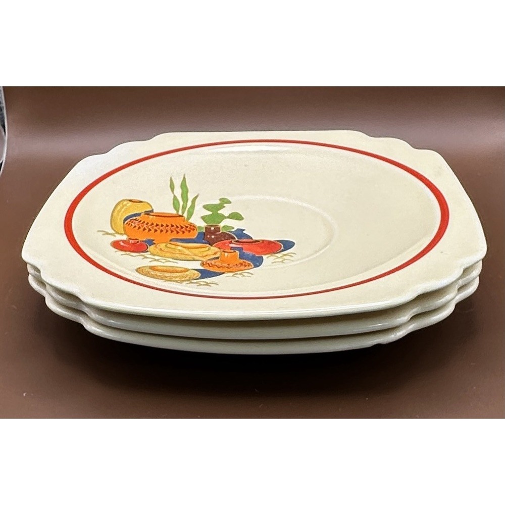 Vintage Homer Laughlin Mexicana china - 3 Saucers (5 3/4")